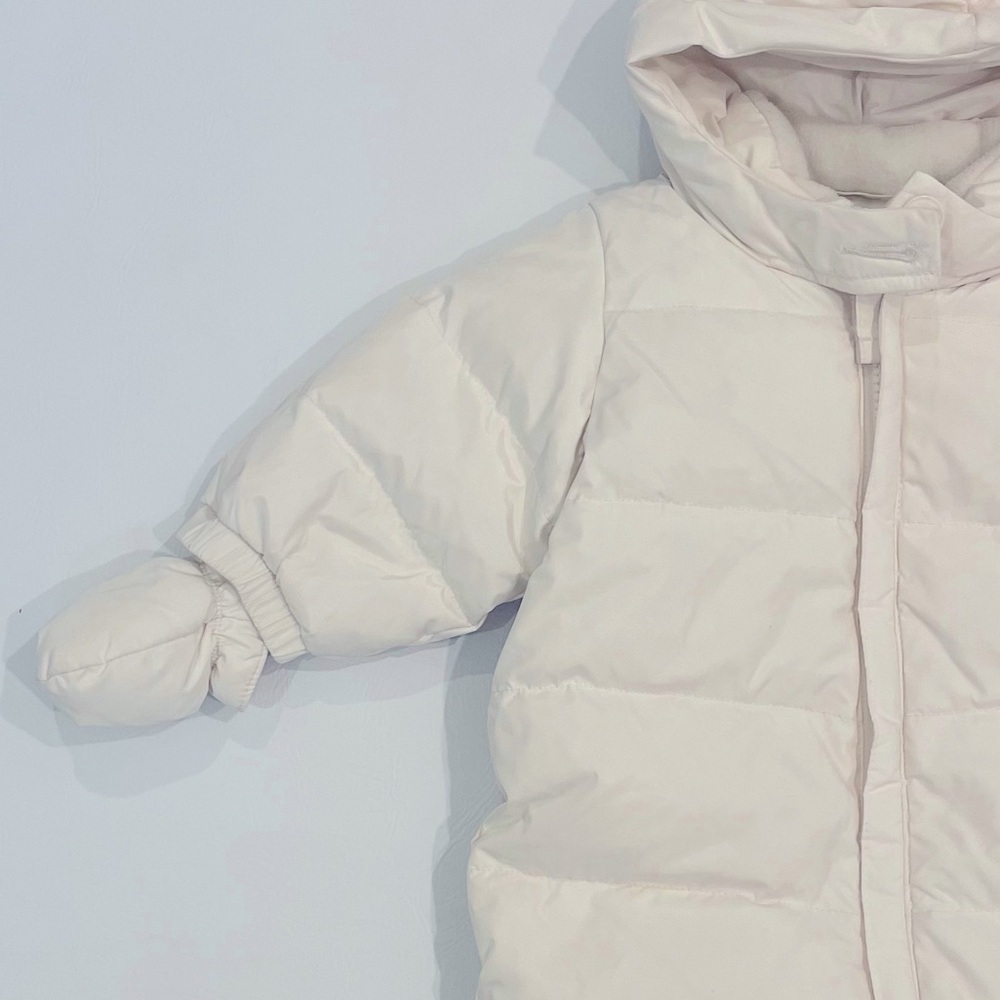 Baby Gap Ivory Frost Puffer Warmest Snowsuit Bunting Bag Size 0-6 months bin 2A - Picture 4 of 9
